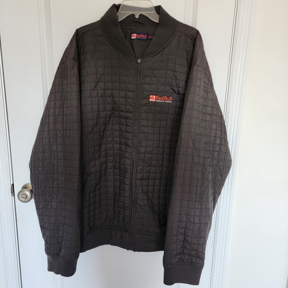 Red Bull Distribution Company Quilted Puffer Jacket Coat Snaps Black Men's 5XL